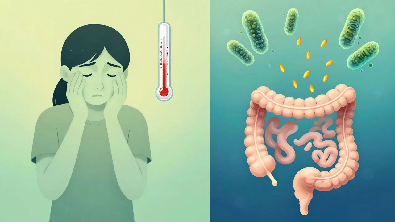 A conceptual scene showing the restoration of gut health with bacterial spores.